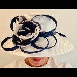 Giovannio White Wide Brim Dress Hat  Derby